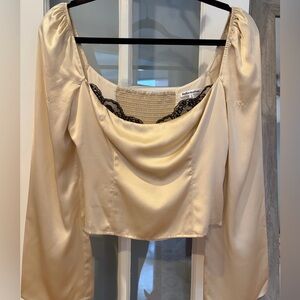Reformation Rita Silk Top w/Black Lace